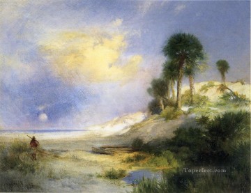 ブルック川の流れ Painting - フォート ジョージ島 フロリダ州の風景トーマス モラン小川